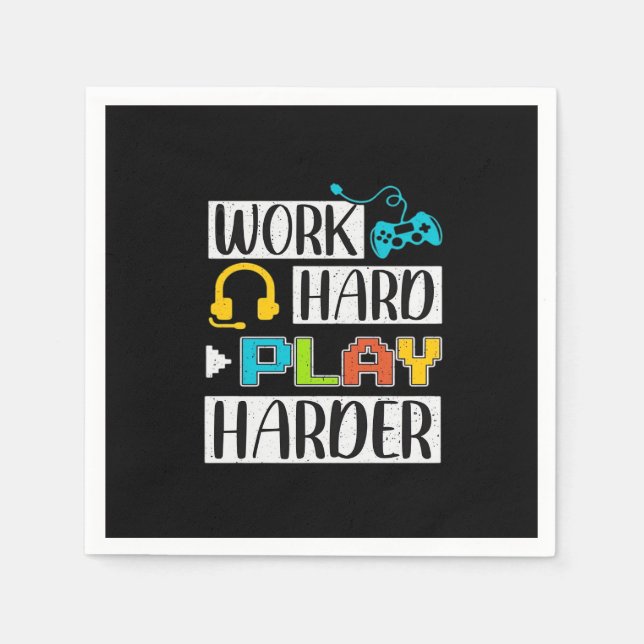 Work Hard Play So Hard Funny and Trending Quote Napkin (Front)