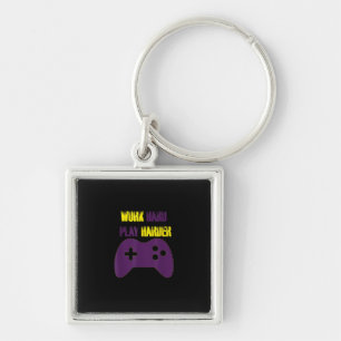 Work Hard Play So Hard Gaming Gamer Video Games Key Ring