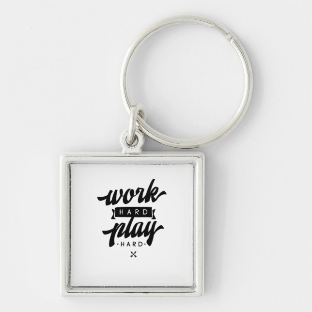 Work Hard Play So Hard Inspirational Quotes Classi Key Ring (Front)