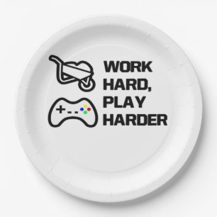 Work Hard, Play So Hard Statement Design Classic Paper Plate