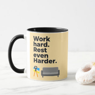 Work Hard Rest Even Harder Minimal Quote Design Mug