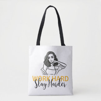 "Work Hard, Slay Harder" Motivational Tote Bag