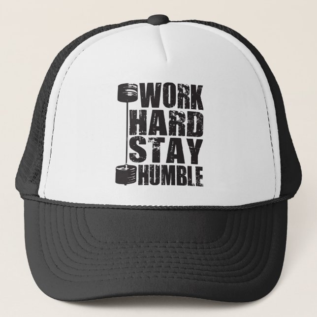 Work Hard Stay Humble - Dumbbell Trucker Hat (Front)