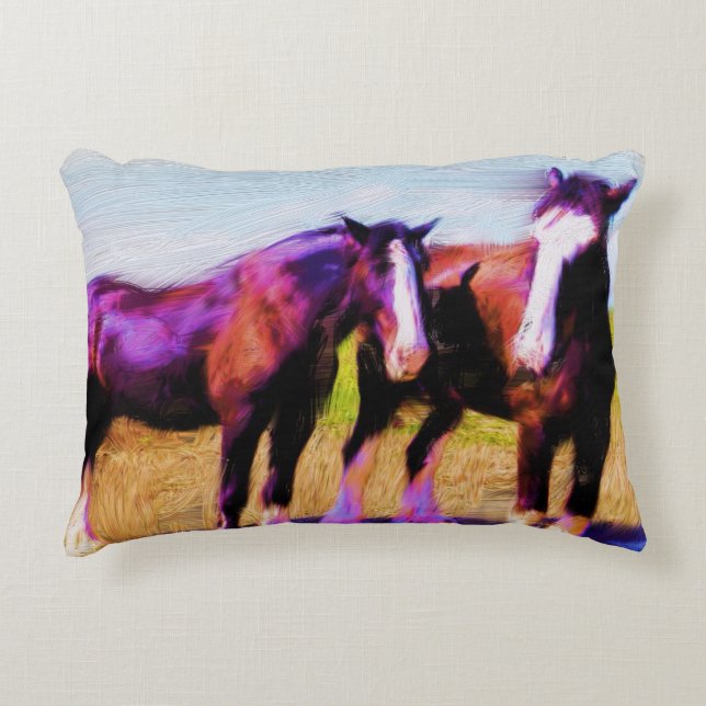 Work Horses Decorative Cushion (Front)