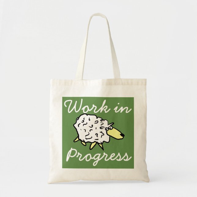 "Work in Progress" Sheep Cartoon Project Bag (Front)