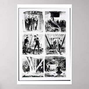 Work inside the caissons, constucting Brooklyn Bri Poster