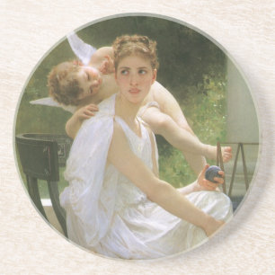 Work Interrupted by Bouguereau, Angel Portrait Coaster
