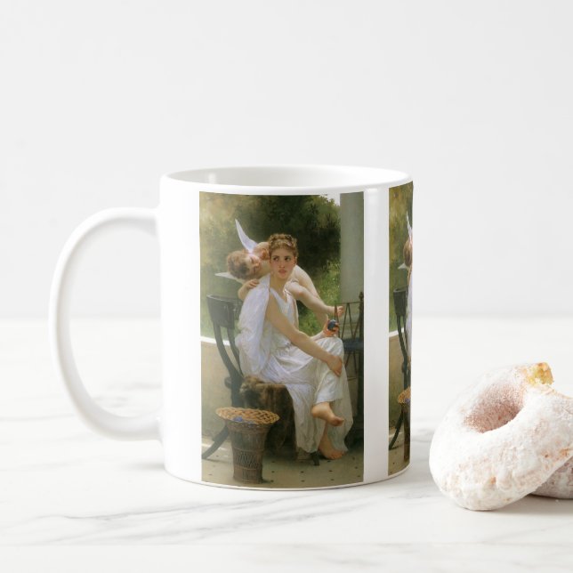 Work Interrupted by Bouguereau, Angel Portrait Coffee Mug (With Donut)