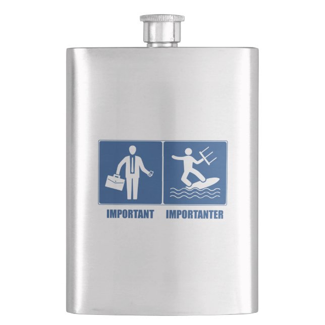 Work Is Important, Kitesurfing Is Importanter Hip Flask (Front)