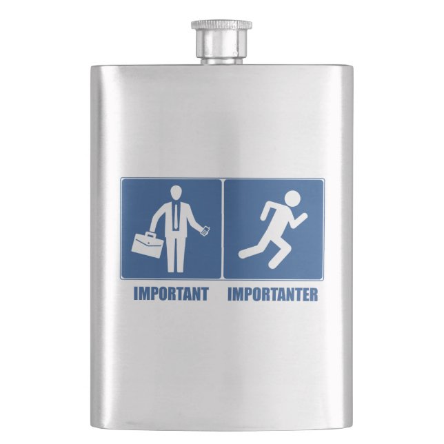 Work Is Important, Running Is Importanter Hip Flask (Front)