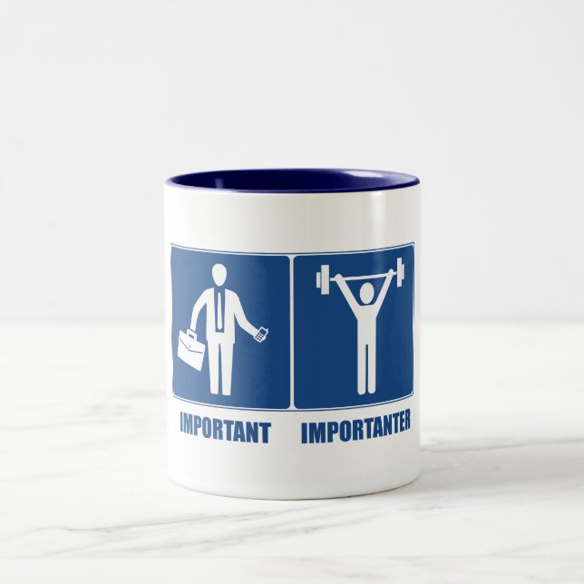 Work Is Important Weightlifting Is Importanter Two-Tone Coffee Mug (Center)