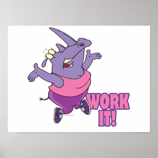 work it funny fitness workout rhino poster (Front)