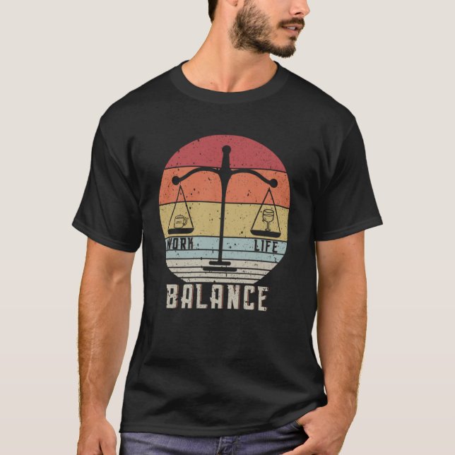 Work Life Balance Coffee Vs Wine Beer Drinks Vinta T-Shirt (Front)