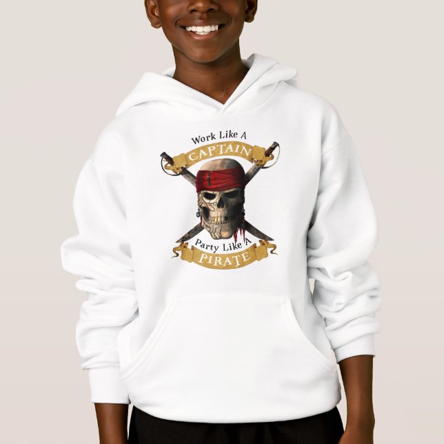 Work Like A Captain Party Like A Pirate Skull Joll (Front)
