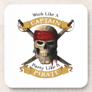 Work Like A Captain Party Like A Pirate Skull Joll Coaster