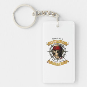 Work Like A Captain Party Like A Pirate Skull Joll Key Ring