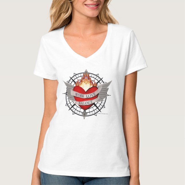 WORK LOVE BALANCE compass design T-Shirt (Front)
