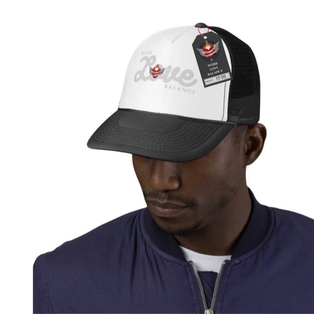 WORK LOVE BALANCE in grey script lettering Trucker Hat (Creator Uploaded)