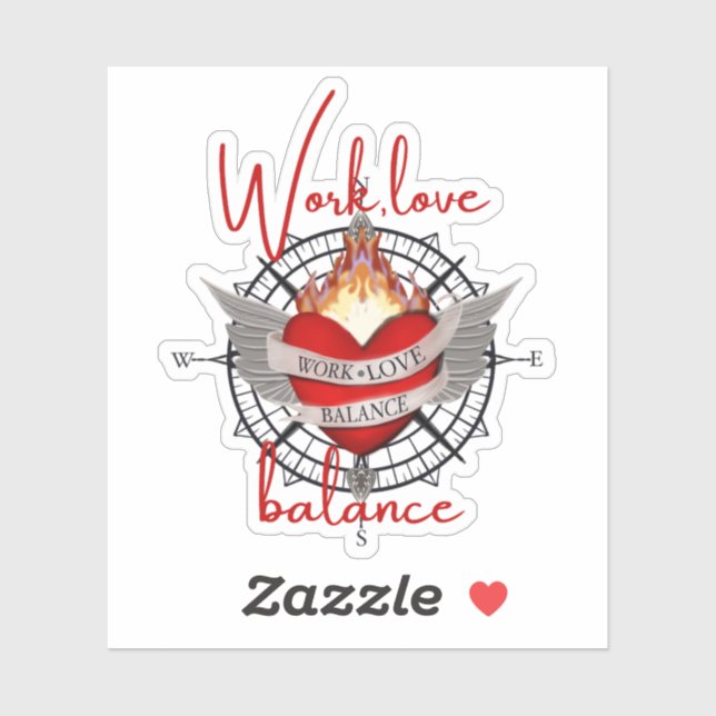 Work, Love Balance in red script lettering (Sheet)