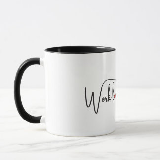 Work, love balance script with compass heart mini mug