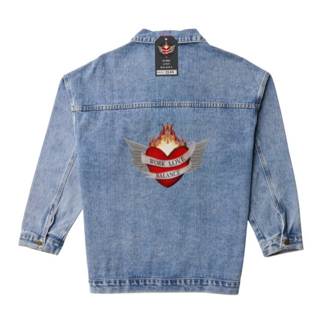 WORK LOVE BALANCE with wings Denim Jacket (Creator Uploaded)