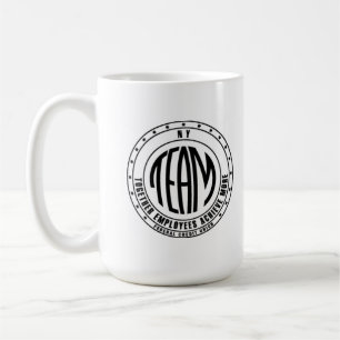 work mug with logo and employee name