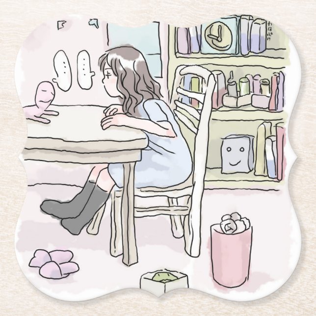 Work on at a desk paper coaster (Front)