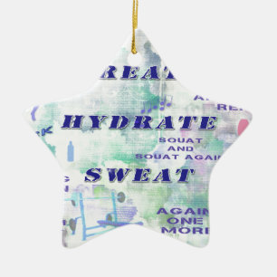 Work Out Body Building Gal at the Gym Breath Sweat Ceramic Tree Decoration