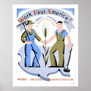 Work Pays America 1939 WPA Poster