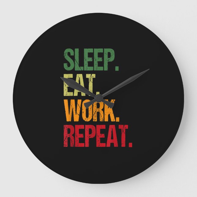 Work Repeat Hamster Wheel Large Clock (Front)