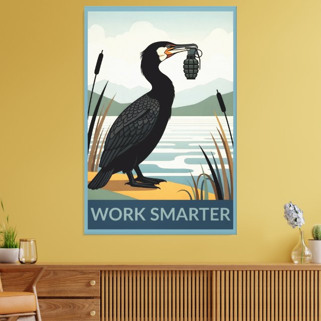 Work smarter poster canvas print (Insitu(LivingRoom))