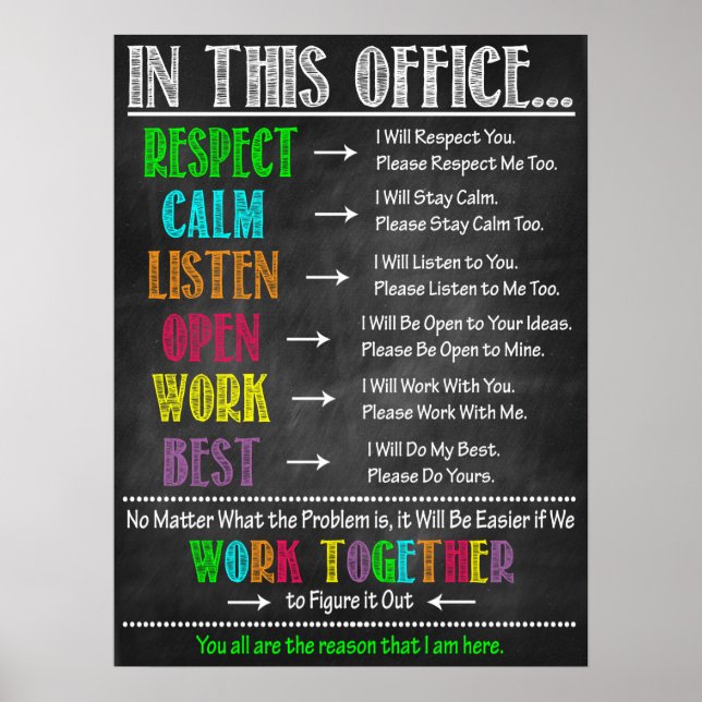 Work Together Office Classroom Poster (Front)