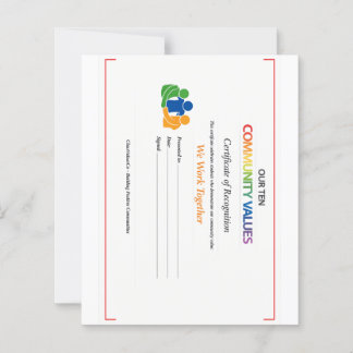 Work Together Value Certificate 4.5x5.6 Sheet 