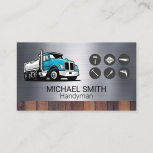 Work Truck Construction Tools Metal Wood Business Card