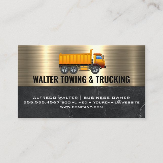 Work Truck | Metallic Gold Marble Business Card (Front)