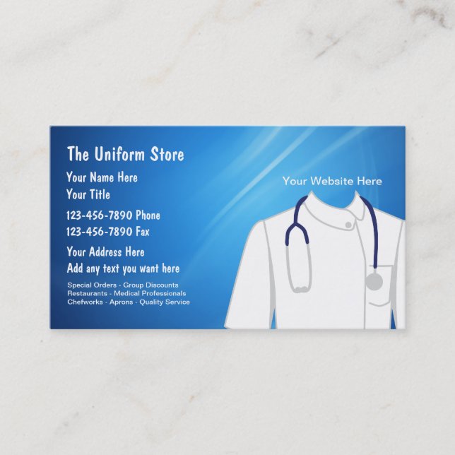 Work Uniform Supplies Business Cards (Front)