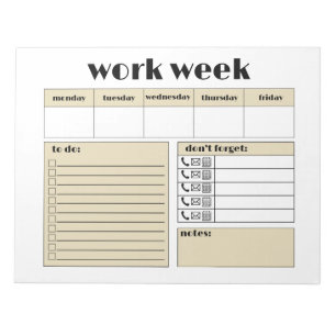 Work Week Planner - beige Notepad