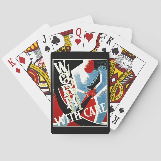 Work With Care - Vintage Depression Era WPA Poster Playing Cards (Back)