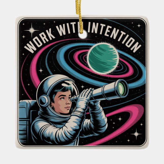 Work With Intention Ceramic Ornament (Front)