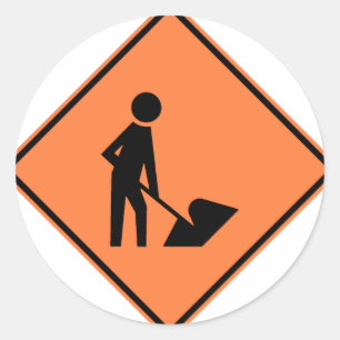 Work Zone Highway Construction Sign Classic Round Sticker