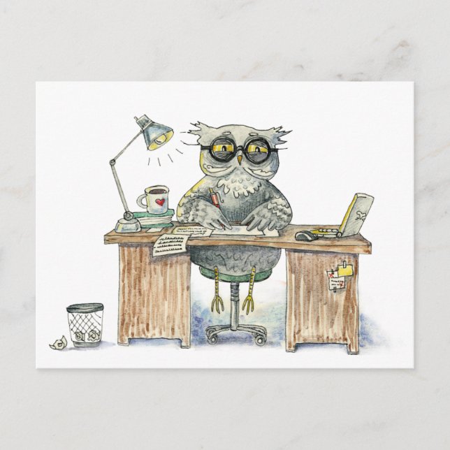 Workaholic night owl postcard (Front)