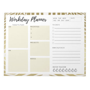 Workday Planner (gold animal print) Notepad