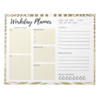 Workday Planner (gold animal print) Notepad