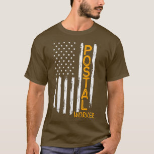 Worker American Distressed Flag US Postal Service  T-Shirt