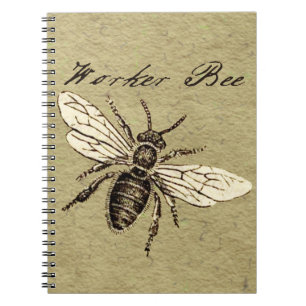 Worker Bee Insect Illustration Spiral Notebook