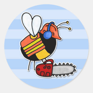 worker bee - lumberjack classic round sticker