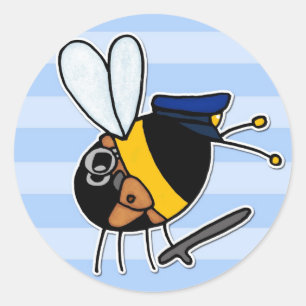 worker bee - police officer classic round sticker