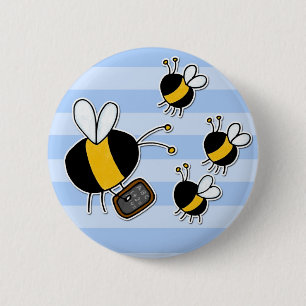 worker bee - teacher 6 cm round badge