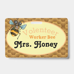 Worker Bee Volenteer Cute Honey Bee ID Badge
