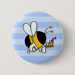 worker bee - waitress 6 cm round badge